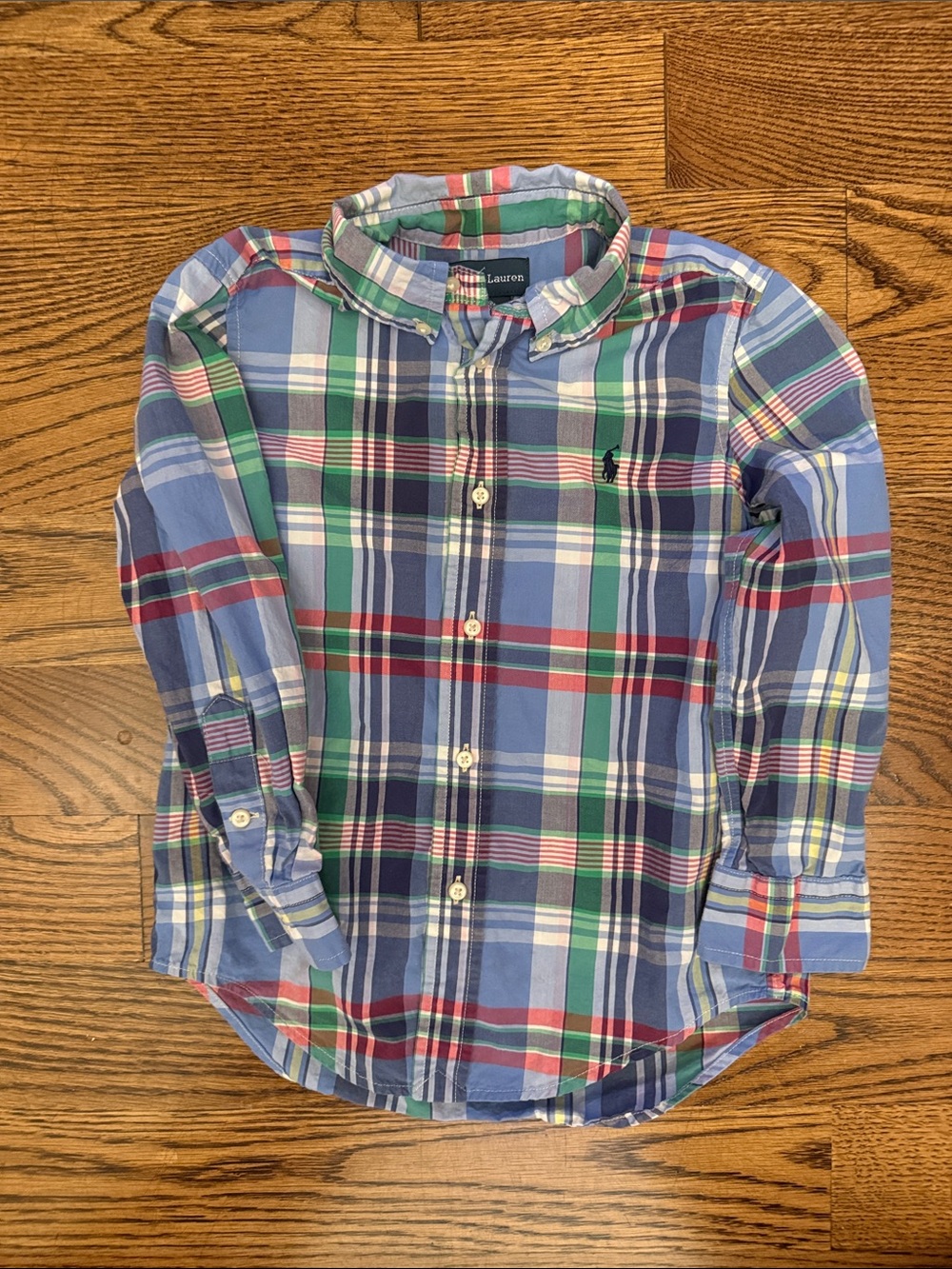 Ralph Lauren Blue Green Red Plaid Button-Down Shirt